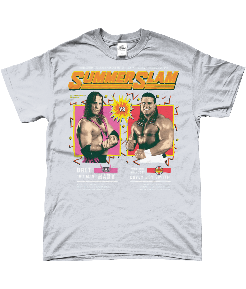 wwf summerslam 92 london england bret hart v british bulldog t-shirt