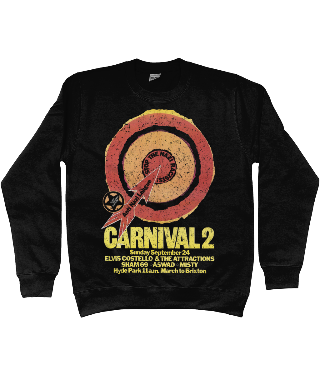 rock against racism anti-nazi league carnival 2 sweatshirt