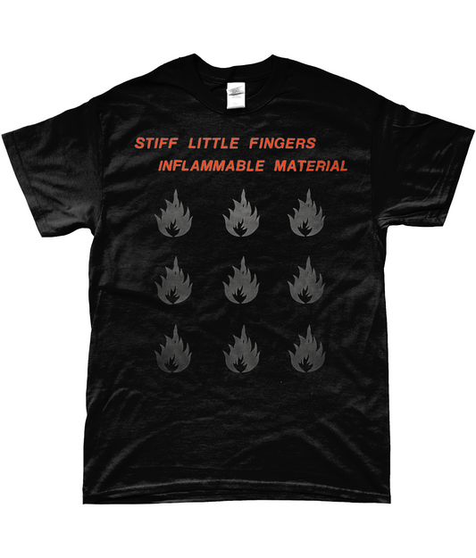 stiff. little fingers inflammable material t-shirt