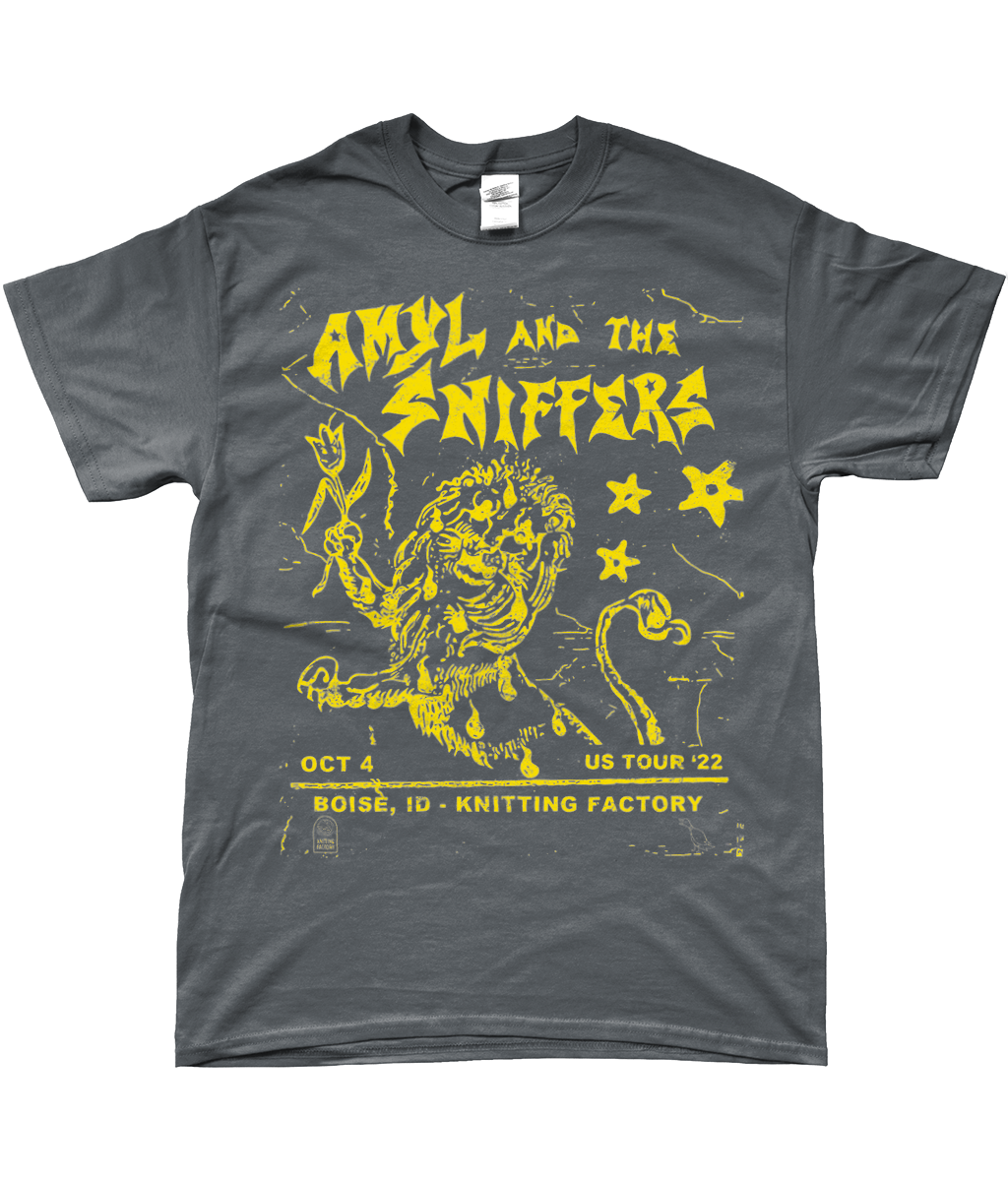 amyl and the sniffers live at the nitting factory t-shirt – Lazer