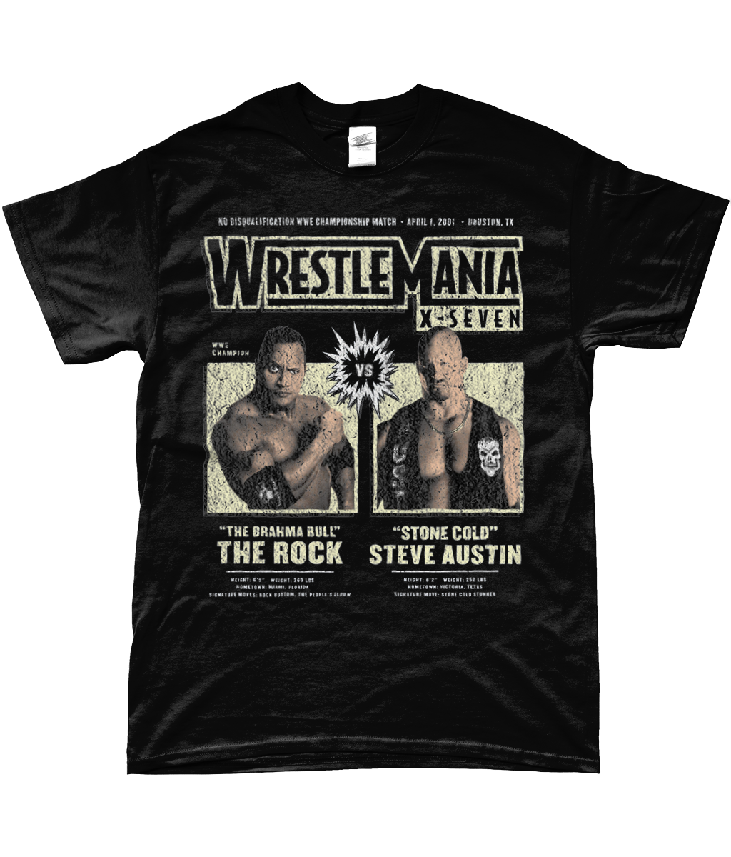 steve ausin v the rock wrestlemania 17 wwf t-shirt vintage