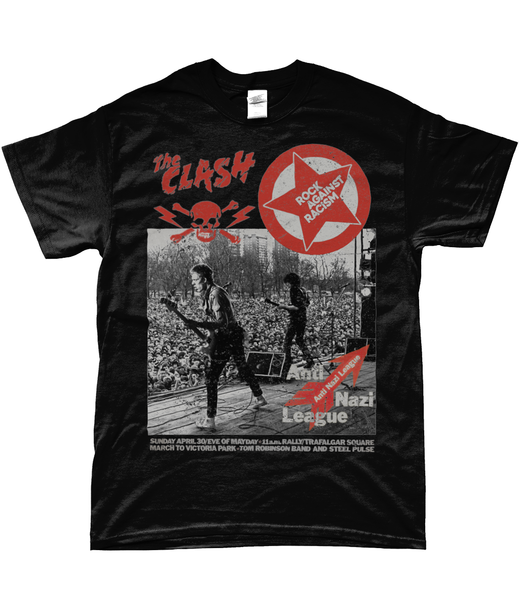 the clash hyde park rock against racism anti nazi league 1979 concert t-shirt