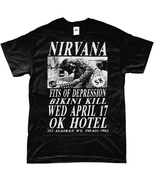 nirvana & Bikini Kill live at 212 alaskan WY - t-shirt