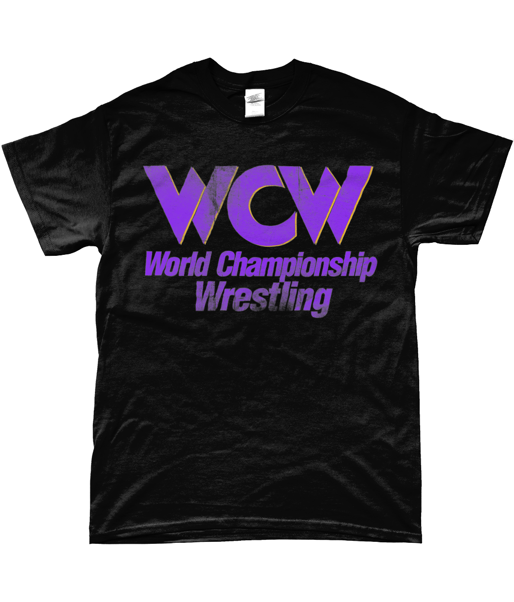 1990s wcw logo t-shirt wwf nwa wrestling